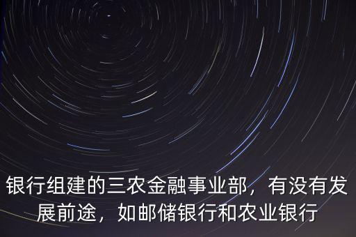 銀行組建的三農(nóng)金融事業(yè)部，有沒有發(fā)展前途，如郵儲銀行和農(nóng)業(yè)銀行