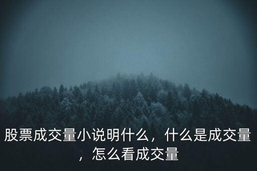 股票成交量小說明什么，什么是成交量，怎么看成交量