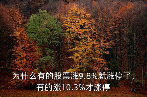 為什么有的股票漲9.8%就漲停了，有的漲10.3%才漲停