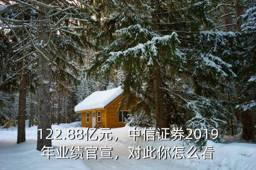 122.88億元，中信證券2019年業(yè)績官宣，對此你怎么看