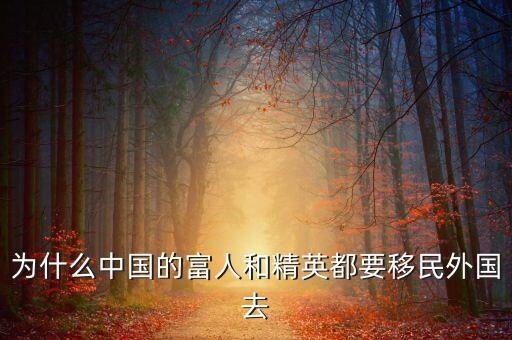 中國為什么要移民,為什么有錢人總想移民