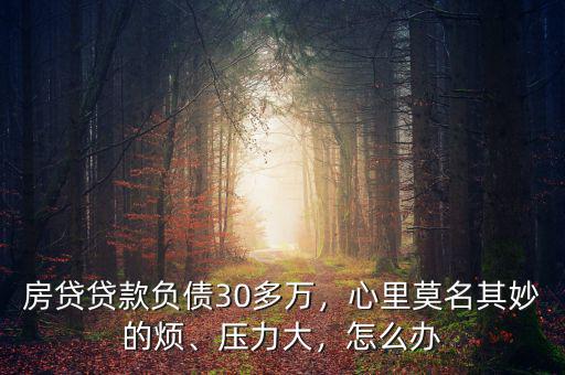 房貸貸款負(fù)債30多萬(wàn)，心里莫名其妙的煩、壓力大，怎么辦