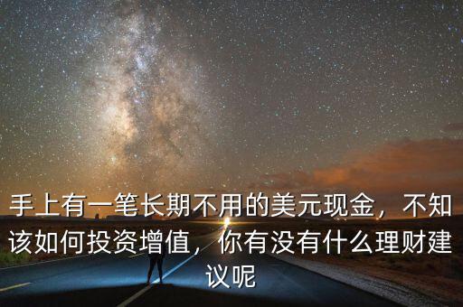 手上有一筆長(zhǎng)期不用的美元現(xiàn)金，不知該如何投資增值，你有沒(méi)有什么理財(cái)建議呢