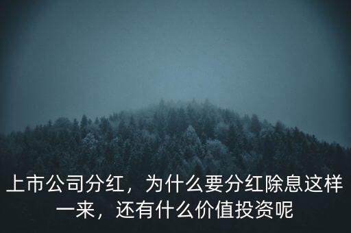 上市公司分紅，為什么要分紅除息這樣一來，還有什么價值投資呢