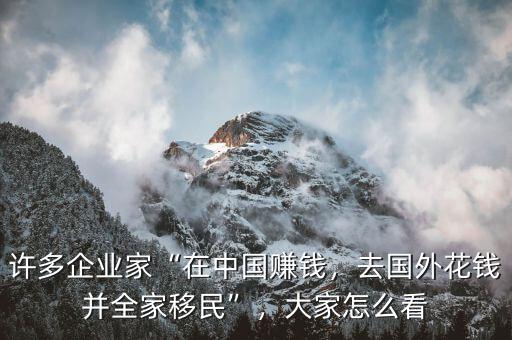 許多企業(yè)家“在中國(guó)賺錢，去國(guó)外花錢并全家移民”，大家怎么看