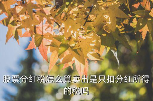 股票分紅稅怎么算賣出是只扣分紅所得的稅嗎