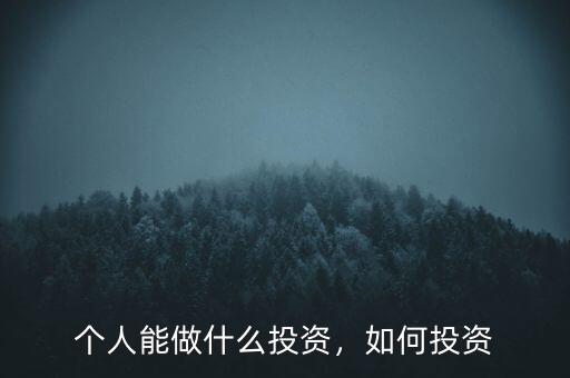 個(gè)人能做什么投資，如何投資