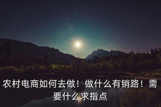 農村電商如何去做！做什么有銷路！需要什么求指點