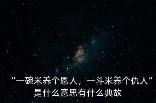 “一碗米養(yǎng)個恩人，一斗米養(yǎng)個仇人”是什么意思有什么典故