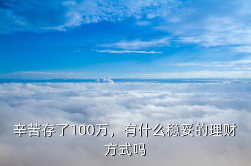 辛苦存了100萬，有什么穩(wěn)妥的理財方式嗎