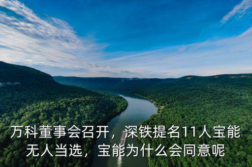 萬科董事會召開，深鐵提名11人寶能無人當選，寶能為什么會同意呢