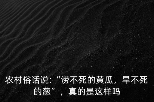 農(nóng)村俗話說:“澇不死的黃瓜，旱不死的蔥”，真的是這樣嗎