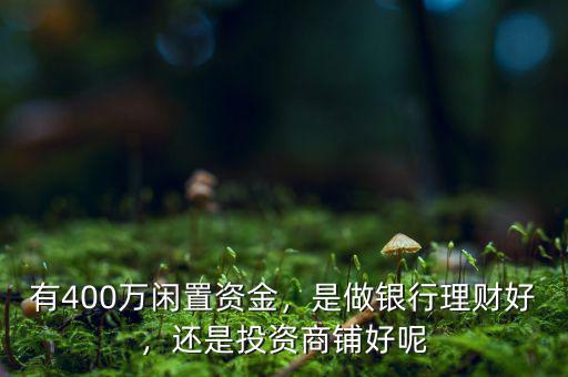 有400萬怎么理財,有400萬閑置資金