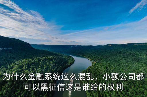 為什么金融系統(tǒng)這么混亂，小額公司都可以黑征信這是誰(shuí)給的權(quán)利