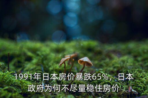 1991年日本房價暴跌65%，日本政府為何不盡量穩(wěn)住房價