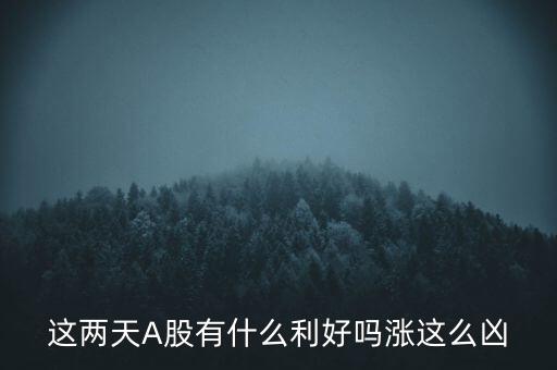 這兩天A股有什么利好嗎漲這么兇