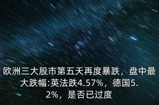 歐洲三大股市第五天再度暴跌，盤中最大跌幅:英法跌4.57%，德國5.2%，是否已過度