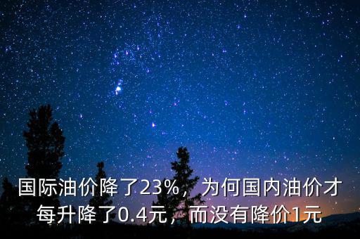 國際油價(jià)降了23%，為何國內(nèi)油價(jià)才每升降了0.4元，而沒有降價(jià)1元