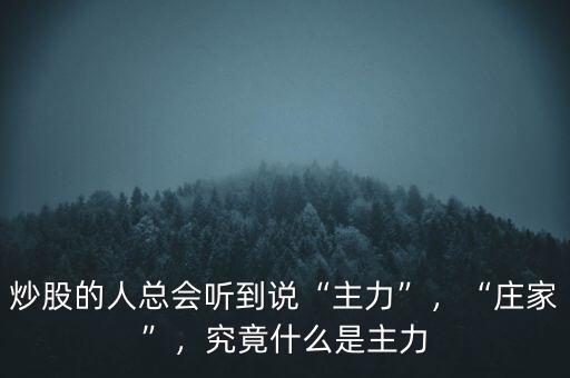 炒股的人總會(huì)聽到說“主力”，“莊家”，究竟什么是主力