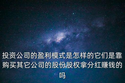 投資公司的盈利模式是怎樣的它們是靠購(gòu)買其它公司的股份股權(quán)拿分紅賺錢的嗎