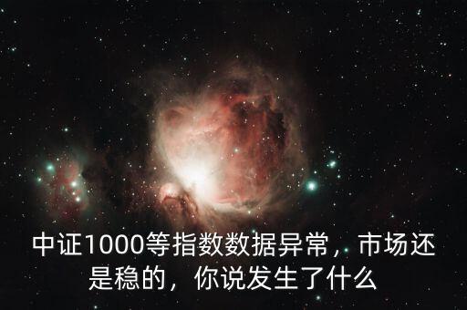 中證1000指數(shù)是什么,你說發(fā)生了什么