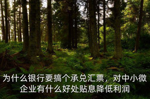 為什么銀行要搞個承兌匯票，對中小微企業(yè)有什么好處貼息降低利潤