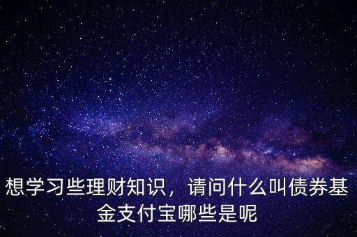 想學習些理財知識，請問什么叫債券基金支付寶哪些是呢