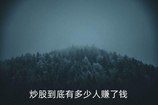 炒股到底有多少人賺了錢