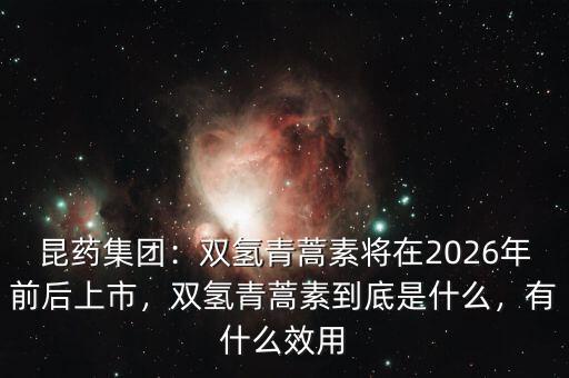 昆藥集團(tuán)：雙氫青蒿素將在2026年前后上市，雙氫青蒿素到底是什么，有什么效用