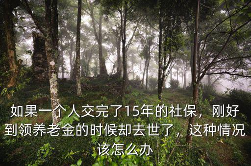 如果一個人交完了15年的社保，剛好到領(lǐng)養(yǎng)老金的時候卻去世了，這種情況該怎么辦