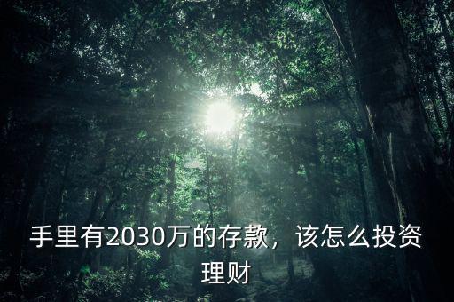 手里有2030萬(wàn)的存款，該怎么投資理財(cái)