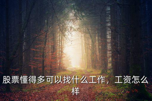 股票懂得多可以找什么工作，工資怎么樣