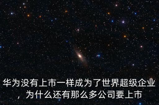 華為沒有上市一樣成為了世界超級企業(yè)，為什么還有那么多公司要上市