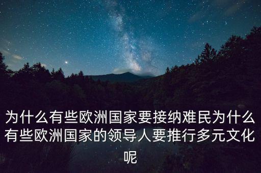 為什么有些歐洲國家要接納難民為什么有些歐洲國家的領導人要推行多元文化呢