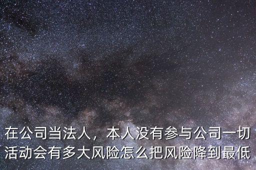 在公司當法人，本人沒有參與公司一切活動會有多大風險怎么把風險降到最低