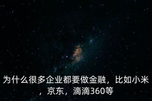 為什么很多企業(yè)都要做金融，比如小米，京東，滴滴360等