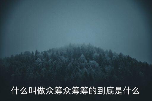 什么叫做眾籌眾籌籌的到底是什么