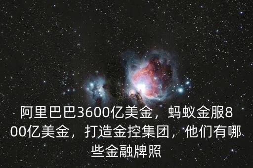 阿里巴巴3600億美金，螞蟻金服800億美金，打造金控集團，他們有哪些金融牌照