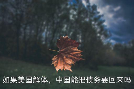 如果美國解體，中國能把債務要回來嗎