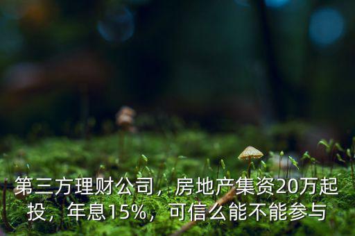 第三方理財(cái)公司，房地產(chǎn)集資20萬起投，年息15%，可信么能不能參與