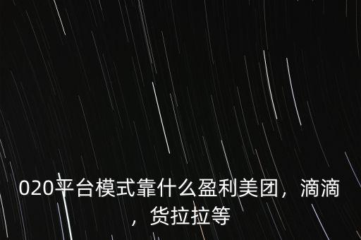 020平臺模式靠什么盈利美團(tuán)，滴滴，貨拉拉等