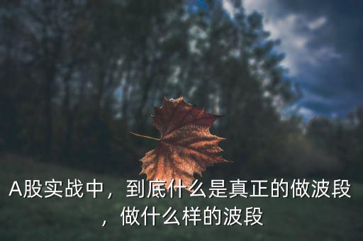 A股實(shí)戰(zhàn)中，到底什么是真正的做波段，做什么樣的波段