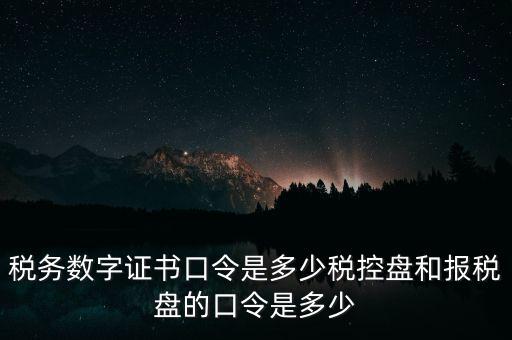 稅務(wù)數(shù)字證書口令是多少稅控盤和報稅盤的口令是多少