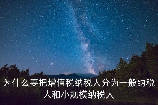 為什么要把增值稅納稅人分為一般納稅人和小規(guī)模納稅人