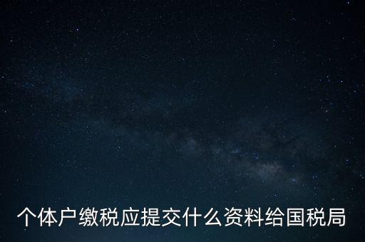 個(gè)體戶核稅什么材料，個(gè)體戶繳稅應(yīng)提交什么資料給國(guó)稅局