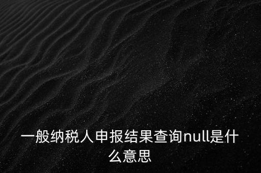 一般納稅人申報結果查詢null是什么意思