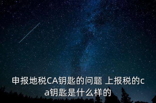 ca鑰匙是什么，申報地稅CA鑰匙的問題 上報稅的ca鑰匙是什么樣的