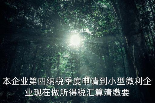 本企業(yè)第四納稅季度申請(qǐng)到小型微利企業(yè)現(xiàn)在做所得稅匯算清繳要