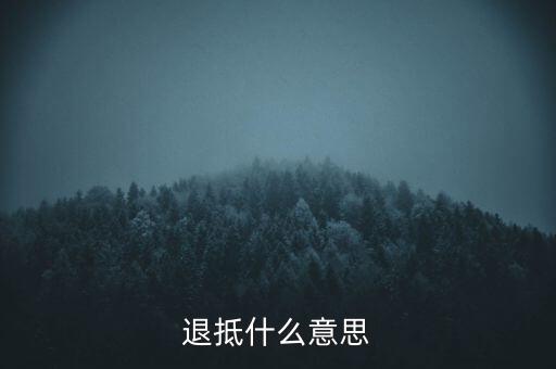 什么叫做退抵稅，退抵什么意思