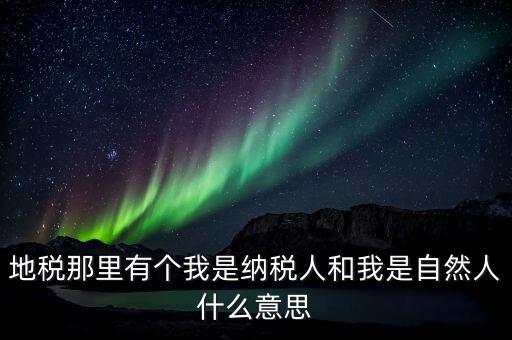 地稅那里有個我是納稅人和我是自然人什么意思